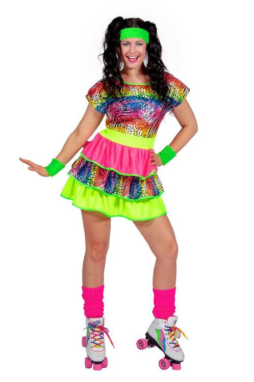 Jurk 80s Neon Tijgerprint Dames, Kleding | Dames, Carnavalskleding en Feestkleding, Nieuw, Ophalen of Verzenden