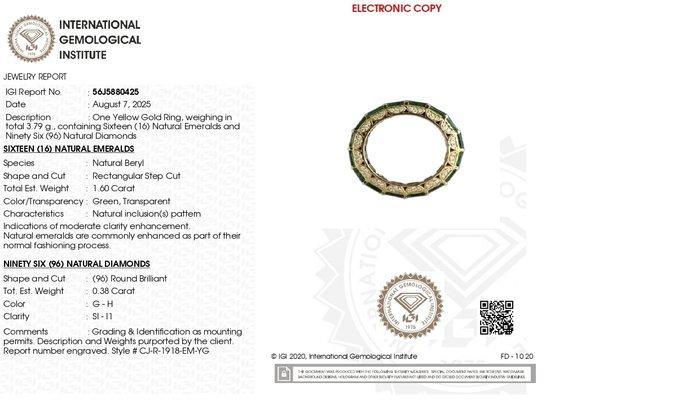 Eeuwigheidsring - 14 karaat Geel goud - 1.98ct. tw. Smaragd, Sieraden, Tassen en Uiterlijk, Antieke sieraden