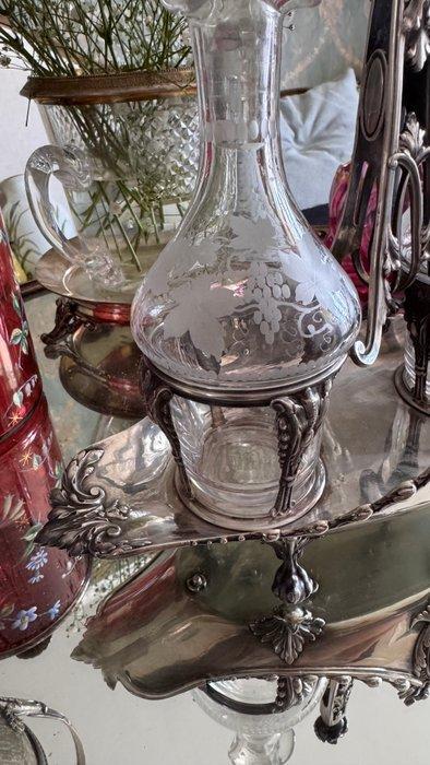 Fray - Eetservies - Porte-huile-vinaigre avec flacons gravés, Antiek en Kunst, Antiek | Goud en Zilver