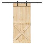 vidaXL Schuifdeur met beslag 100x210 cm massief grenenhout, Doe-het-zelf en Verbouw, Deuren en Horren, Verzenden, Nieuw