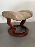 Ekornes - Voetenbank - Leder, Teak - Vintage Ottoman Ekornes, Antiek en Kunst