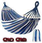 Tweepersoons Canvas Hangmat met Gebogen Houten Spreidstokken, Verzenden, Nieuw