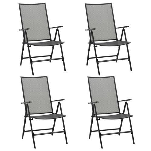 vidaXL Klapstoelen mesh 4 st staal antraciet, Tuin en Terras, Tuinstoelen, Nieuw, Metaal, Verzenden
