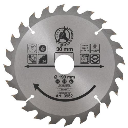 Topgear Cirkelzaagblad - Ø 190 mm - 24 Tanden - Inclusief.., Doe-het-zelf en Verbouw, Gereedschap | Zaagmachines, Nieuw, Ophalen of Verzenden