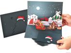 Sfeervolle kerstkaart Kerstman rendieren pop-up kaart, Verzenden, Nieuw