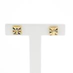 Gouden vierkante fantasie oorstekers (vierkante oorstekers), Ophalen of Verzenden, Gebruikt, Overige kleuren, Goud