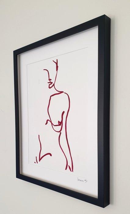 Liesens - Red abstract girl, Antiek en Kunst, Kunst | Schilderijen | Modern