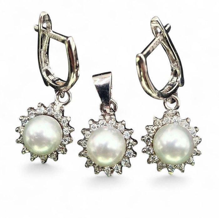 Zonder Minimumprijs - 3-delige sieradenset Platina - 3.90ct., Sieraden, Tassen en Uiterlijk, Antieke sieraden