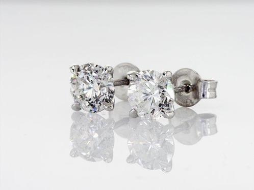 Oorstekers - 14 karaat Witgoud - 2.10ct. tw. Diamant, Sieraden, Tassen en Uiterlijk, Antieke sieraden
