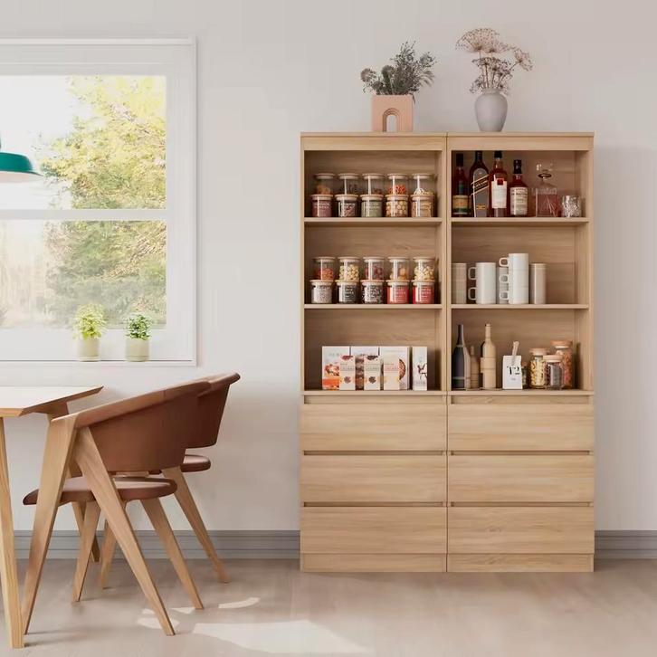 Sedia Home Hoge Boekenkast - Wit, zwart, eiken kast nieuw, Huis en Inrichting, Kasten | Boekenkasten, 25 tot 50 cm, Met lade(s)