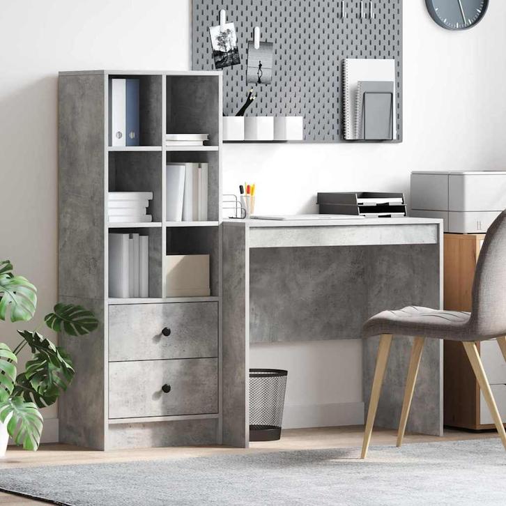 vidaXL Bureau met opbergruimte 2 pcs Beton Grijs 80 x 50 x, Huis en Inrichting, Kasten | Buffetkasten, Nieuw, 50 tot 100 cm, Overige houtsoorten