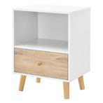 Nachtkastje Sundsvall 54x40x30 cm wit en eikenkleurig, Huis en Inrichting, Tafels | Bijzettafels, Verzenden, Nieuw