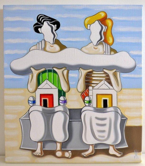 Vincenzo Amicone (1969) - La nuvola tra la coppia, Antiek en Kunst, Kunst | Schilderijen | Modern