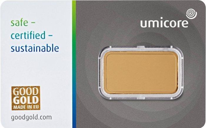 10 gram - Goud .999 - Umicore - Verzegeld en met certificaat, Postzegels en Munten, Edelmetalen en Baren