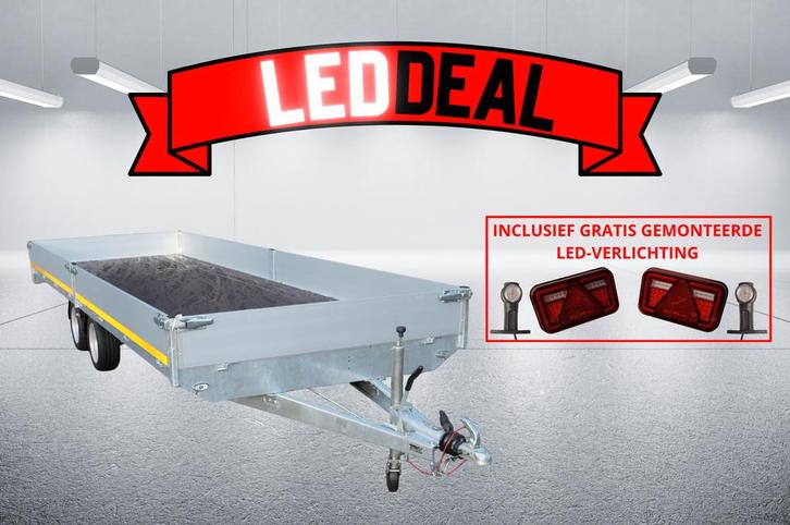LED DEAL - Geremde Eduard plateauwagen - 606x200 cm - 2700, Auto diversen, Aanhangers en Bagagewagens, Ophalen of Verzenden