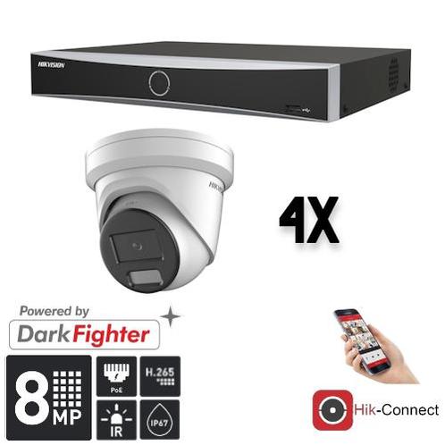 Hikvision Set 4x Turret 8MP + Recorder & Bekabeling, Audio, Tv en Foto, Videobewaking, Ophalen of Verzenden