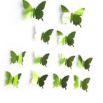 12 stuks 3D Vlinder Muurstickers - groen, Huis en Inrichting, Woonaccessoires | Overige, Nieuw, Verzenden