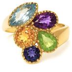 Ring - 18 karaat Geel goud, Quarzo citrino - Peridoto -, Nieuw