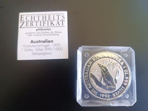 Australië. 1 Dollar 1992 Kookaburra 1 oz Silber – Proof, Postzegels en Munten, Munten | Europa | Niet-Euromunten