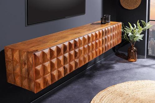 Massief houten TV-lowboard VULCANO 160cm hangende woonkamer, Huis en Inrichting, Kasten | Televisiemeubels, Ophalen of Verzenden