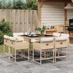 vidaXL 9-delige Tuinset met kussens poly rattan beige, Tuin en Terras, Tuinsets en Loungesets, Nieuw, 8 zitplaatsen, Tuinset, Verzenden