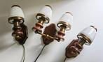 Wandlamp (3) - Glas, Hout, Metaal - Brocante wandlampen