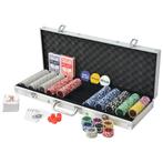 Pokerset met 500 chips aluminium (Poker artikelen), Verzamelen, Speelkaarten, Jokers en Kwartetten, Nieuw, Verzenden