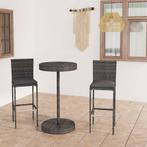vidaXL 3-delige Tuinbarset met kussens poly rattan grijs, Verzenden, Nieuw, Rotan, 2 zitplaatsen