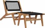 vidaXL Ligbed met voetensteun van massief teakhout en touw, Caravans en Kamperen, Kampeeraccessoires, Ophalen of Verzenden, Zo goed als nieuw