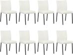 Set van 8 Gebroken witte leren moderne eetkamerstoelen - poo, Huis en Inrichting, Stoelen, Nieuw, Vijf, Zes of meer stoelen, Modern