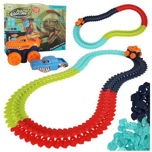 XL 102 delige DIY elektrische racebaan met 2 dino autos, Kinderen en Baby's, Speelgoed | Actiefiguren, Ophalen of Verzenden