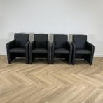complete set 4x fauteuil vv wielen, zwart kunstleder, Ophalen of Verzenden, Gebruikt, Zwart, Leer