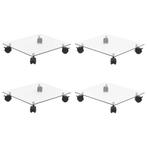 vidaXL Plantenrollers 4 st vierkant 35x35 cm gehard glas, Tuin en Terras, Verzenden, Nieuw