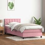 vidaXL Boxspring met matras fluweel roze 90x220 cm, Verzenden, Nieuw, Stof