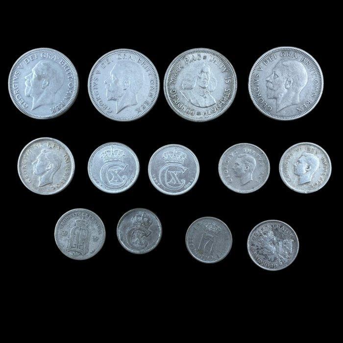 Zuid-Afrika. lot 13 silver coins 10 Cents (1st decimal, Postzegels en Munten, Munten | Europa | Niet-Euromunten