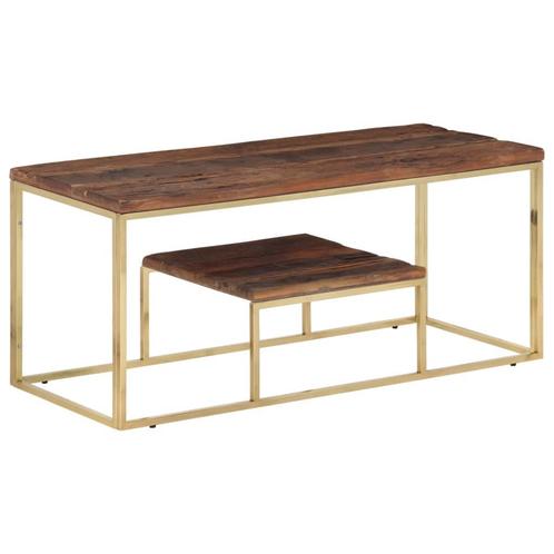 vidaXL Salontafel roestvrij staal en massief hout, Huis en Inrichting, Tafels | Salontafels, Nieuw, Metaal, Verzenden