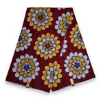 Afrikaanse stof - Rode Fleur - 100% katoen - 1 yard, Ophalen of Verzenden, Nieuw