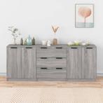 vidaXL 3-delige Dressoirs bewerkt hout grijs sonoma eiken, Huis en Inrichting, Kasten | Dressoirs, Verzenden, Nieuw, 50 tot 100 cm