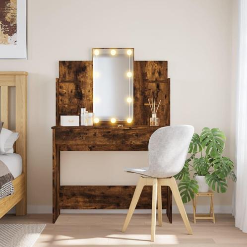vidaXL Kaptafel met LED-verlichting 96x40x142 cm gerookt, Huis en Inrichting, Tafels | Kaptafels, Nieuw, Verzenden
