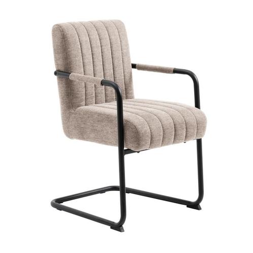 *WOONWINKEL* Eetkamerstoel Beige Met Armleuning, Huis en Inrichting, Stoelen, Nieuw, Stof, Verzenden