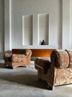 Fauteuil (2) - Fluweel, Chroom, Antiek en Kunst, Antiek | Meubels | Stoelen en Banken