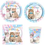 96-delige party set Happy Cats pastel, Dieren en Toebehoren, Verzenden, Nieuw