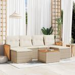 vidaXL 7-delige Loungeset met kussens poly rattan beige, Tuin en Terras, Verzenden, Nieuw, Rotan, Loungeset