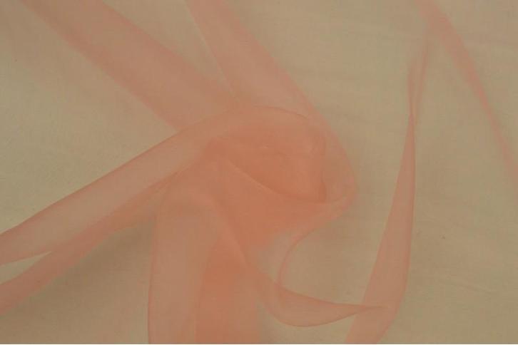 15 meter organza stof - Zalmroze, Hobby en Vrije tijd, Stoffen en Lappen, 120 cm of meer, 200 cm of meer, Roze, Nieuw, Polyester