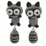 Fako Bijoux® - Oorbellen - Dansende Wasbeer - Grijs, Verzenden, Nieuw