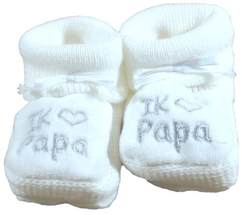 Petit Villain Wit Ik Love Papa Newborn Slofjes, Kinderen en Baby's, Babykleding | Overige, Nieuw, Verzenden