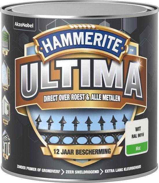 Hammerite Ultima Metaallak Mat Wit Ral 9016 750 ml, Doe-het-zelf en Verbouw, Verf, Beits en Lak, Nieuw, Ophalen of Verzenden