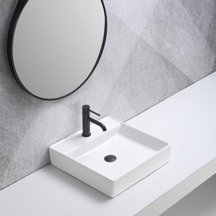 Wastafel Andrea 44x44x10cm glans wit met 1 kraangat, Doe-het-zelf en Verbouw, Sanitair, Verzenden