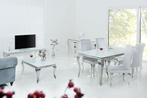 Eettafel Modern Barok 180cm wit zilver/ 37903, Nieuw, Ophalen of Verzenden