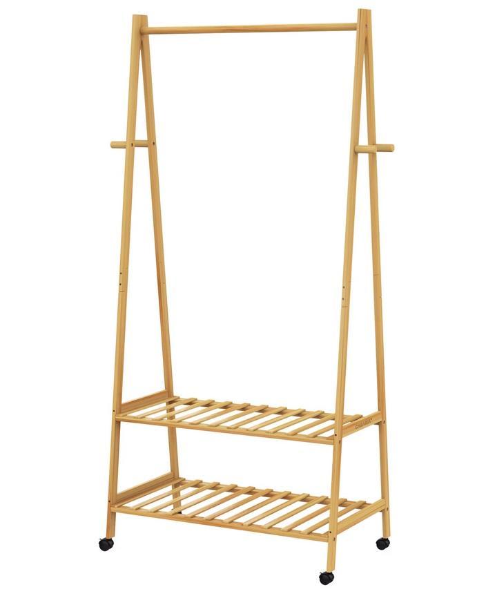 Kledingrek bamboe met wielen 155x70x45cm (Badkamer), Huis en Inrichting, Badkamer | Badtextiel en Accessoires, Nieuw, Verzenden